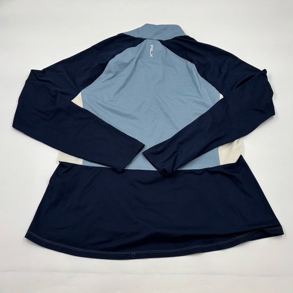 RLX Ralph Lauren Women's XL Tailored Fit Blue Color Blocked Jersey Zip Pullover - Picture 6 of 6